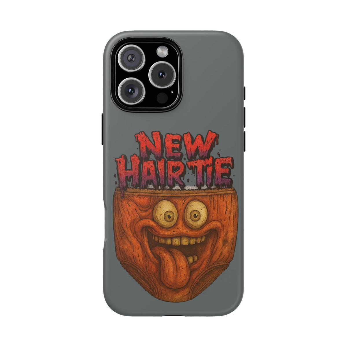Phone Case — 'New Hairte' Funny Grinning Tongue-Out Monster Design