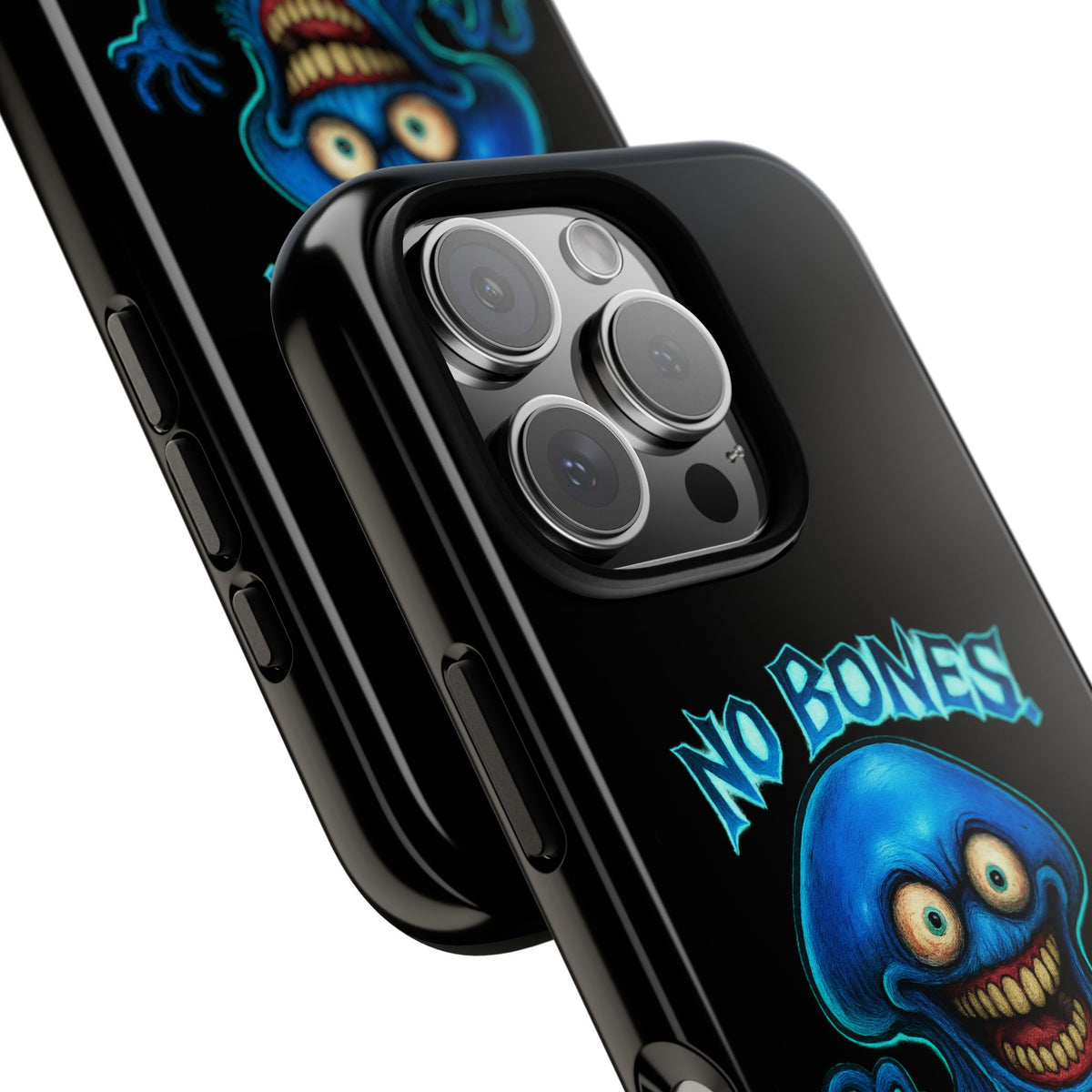 Phone Case — 'No Bones, No Chill, No Mercy' Blue Jellyfish Horror Design