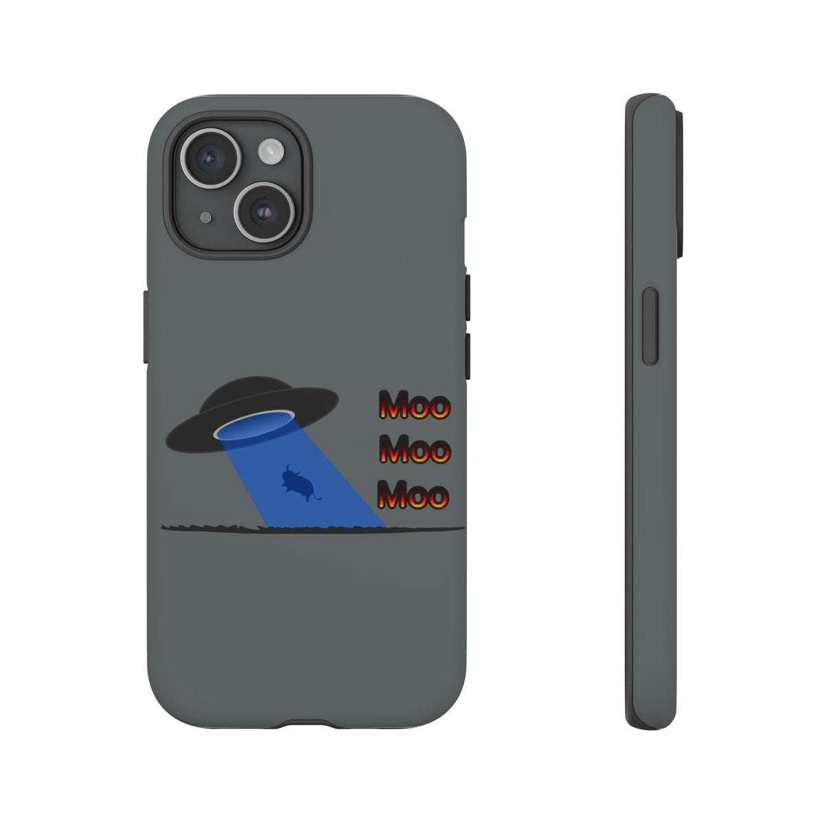 Phone Case — Funny UFO Cow Abduction Design with “Moo Moo Moo”