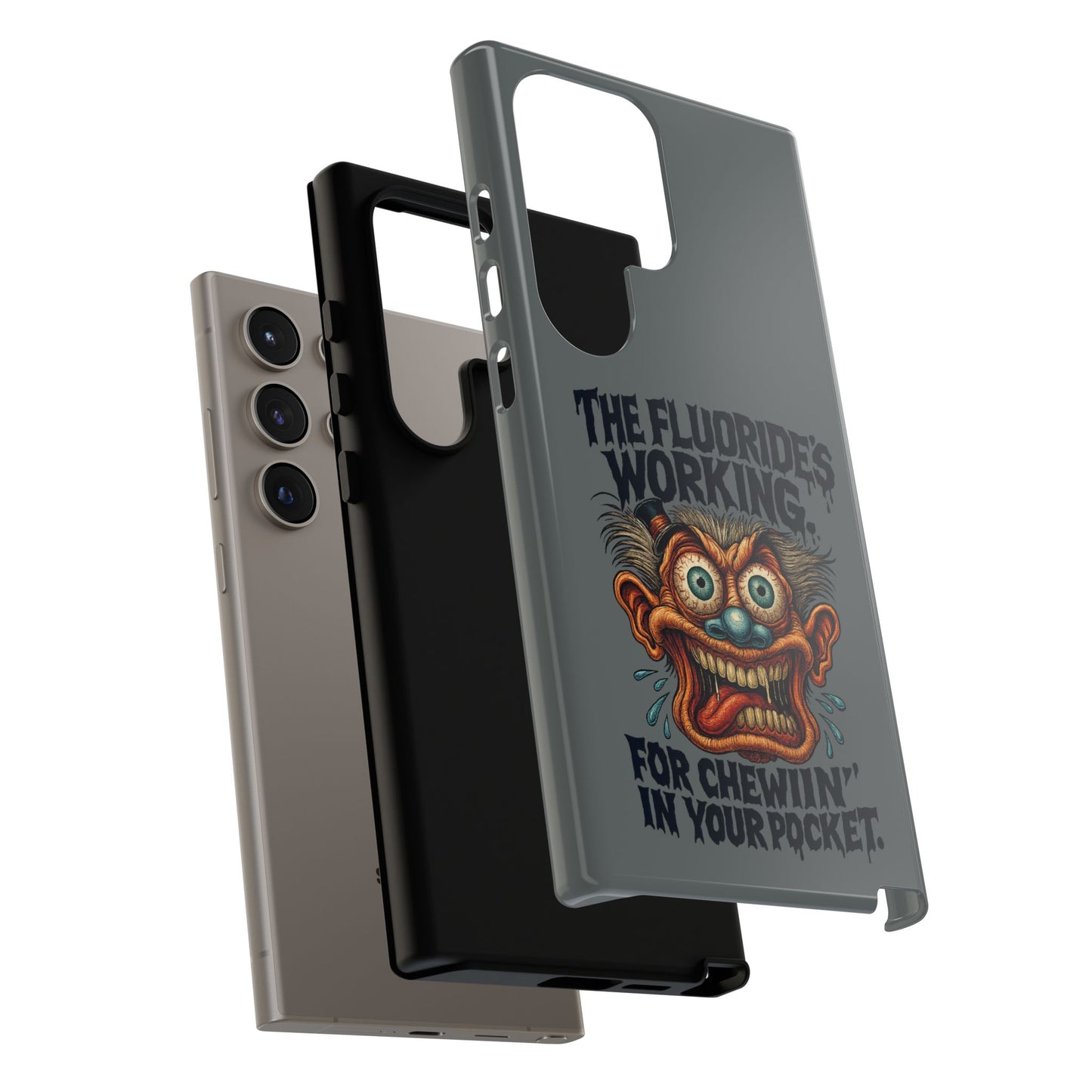 Phone Case — Retro Horror Graphic “The Fluoride’s Working” Shock Art