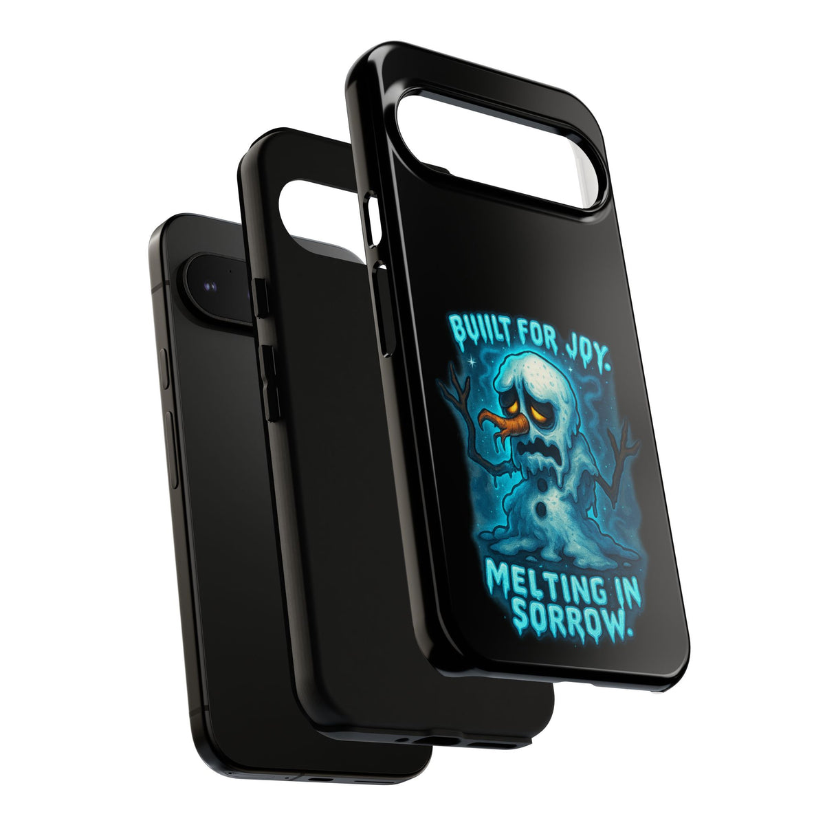 Phone Case — 'Built for Joy, Melting in Sorrow' Blue Melting Snowman Protective Case