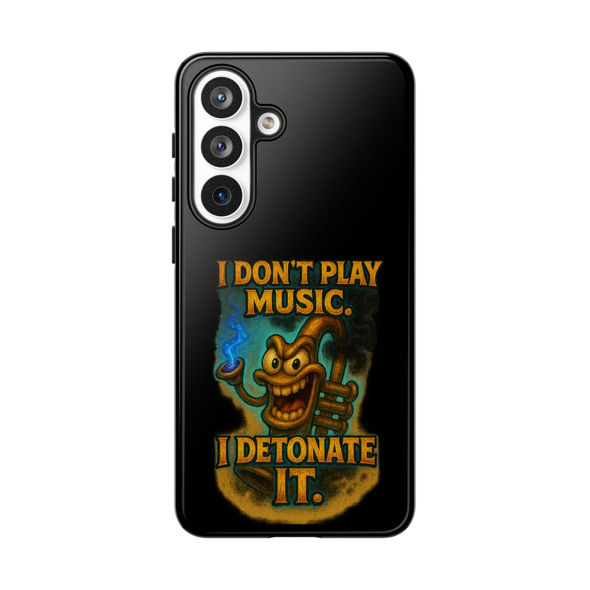 Phone Case — "I Don't Play Music. I Detonate It." Cartoon Bomb Graphic