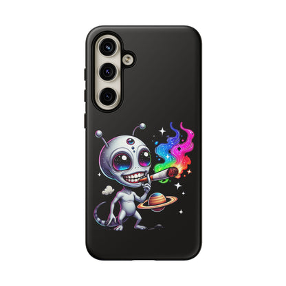 Alien Smoking Rainbow Galaxy Phone Case — Cute Cosmic Art Tough Case