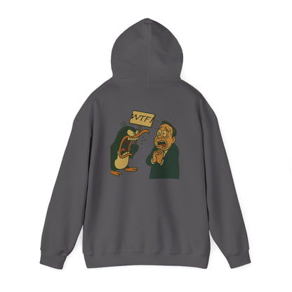Hoodie — Cartoon Penguin Screams ‘No!’ Back Print Sweatshirt