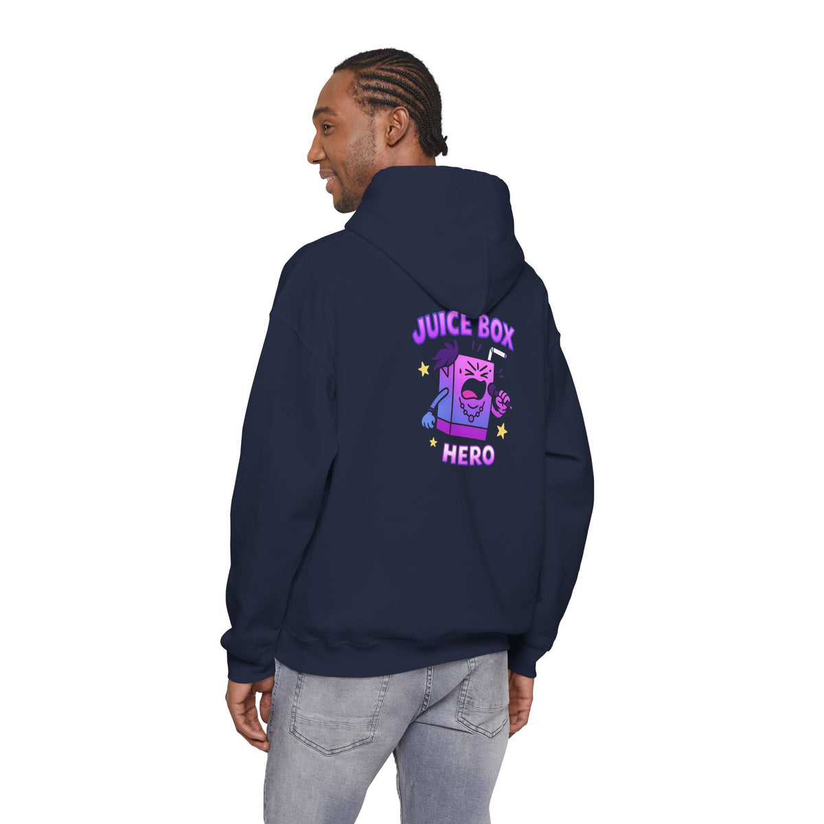 Juice Box Hero Hoodie — Playful Cartoon Juice Box Graphic Sweatshirt