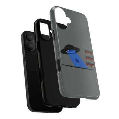Phone Case — Funny UFO Cow Abduction Design with “Moo Moo Moo”