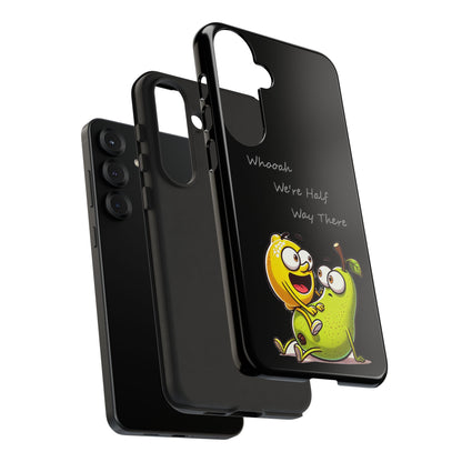 Phone Case - Playful Pear & Lemon Illustration with “Whooah We're Half Way There”
