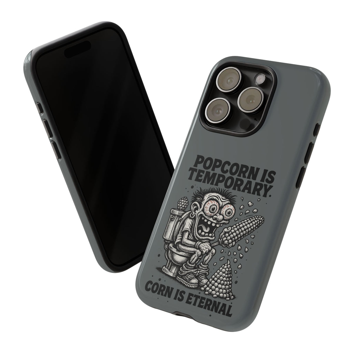Phone Case — "Popcorn Is Temporary, Corn Is Eternal" Retro Zombie Corn Design