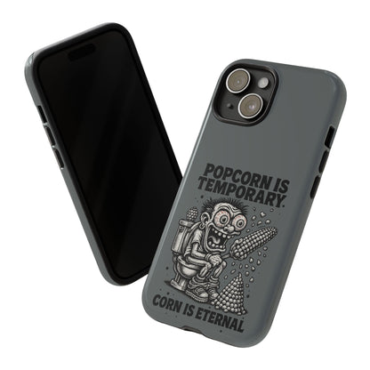 Phone Case — "Popcorn Is Temporary, Corn Is Eternal" Retro Zombie Corn Design