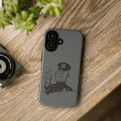 Vintage Cop Middle Finger Phone Case — Edgy Retro iPhone Protective Cover