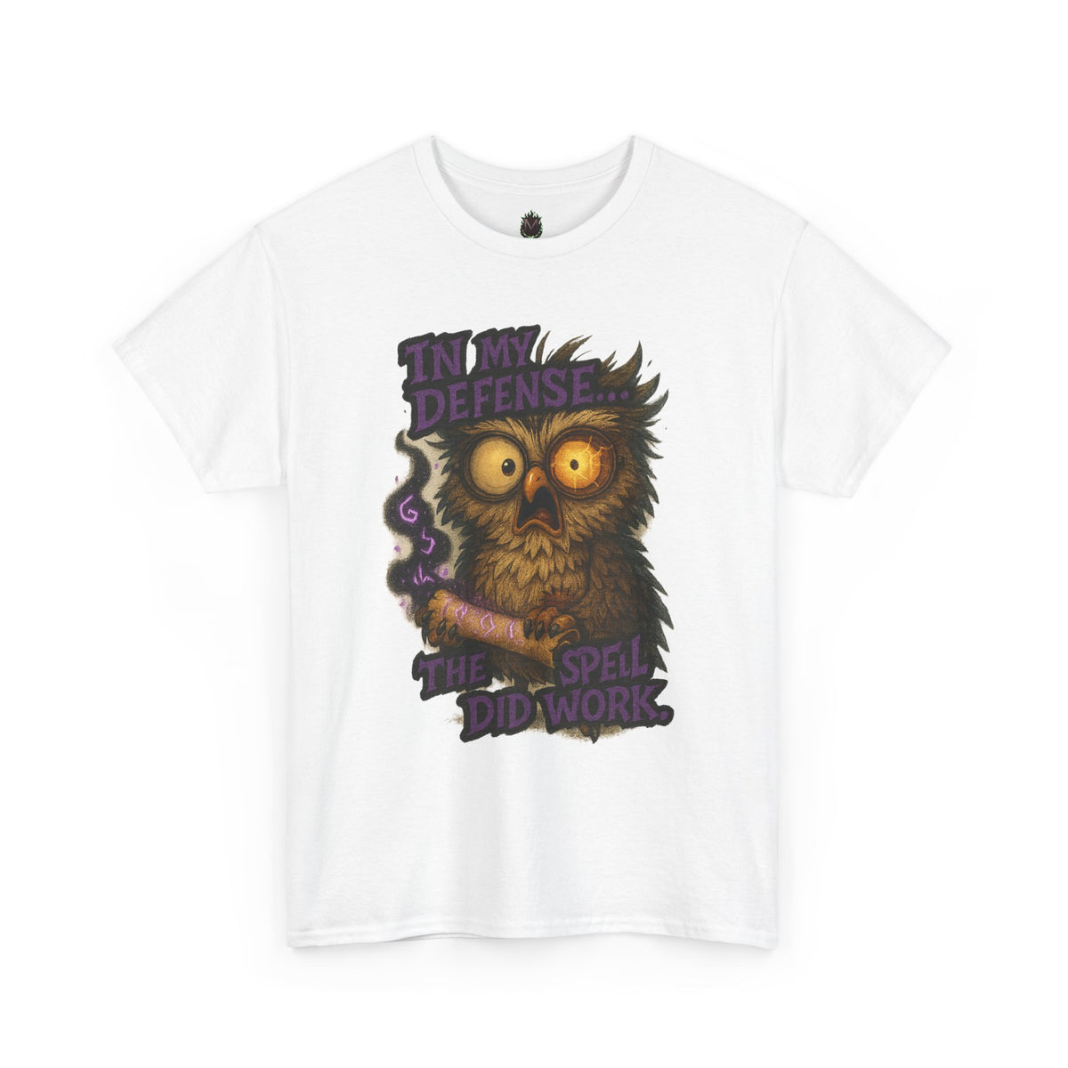 Owl Magic T-Shirt — "In My Defense The Spell Did Work" Graphic Tee