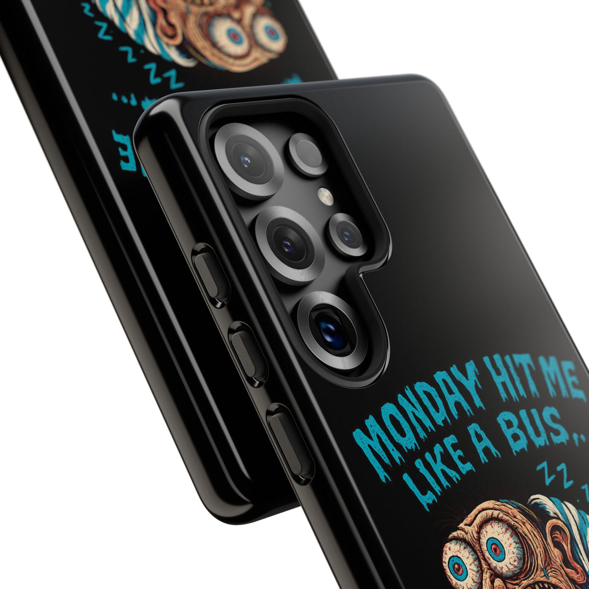 Phone Case — "Monday Hit Me Like a Bus... Then Reversed" Funny Grotesque Zombie Design