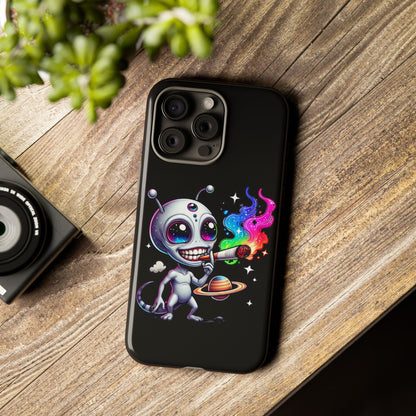 Alien Smoking Rainbow Galaxy Phone Case — Cute Cosmic Art Tough Case