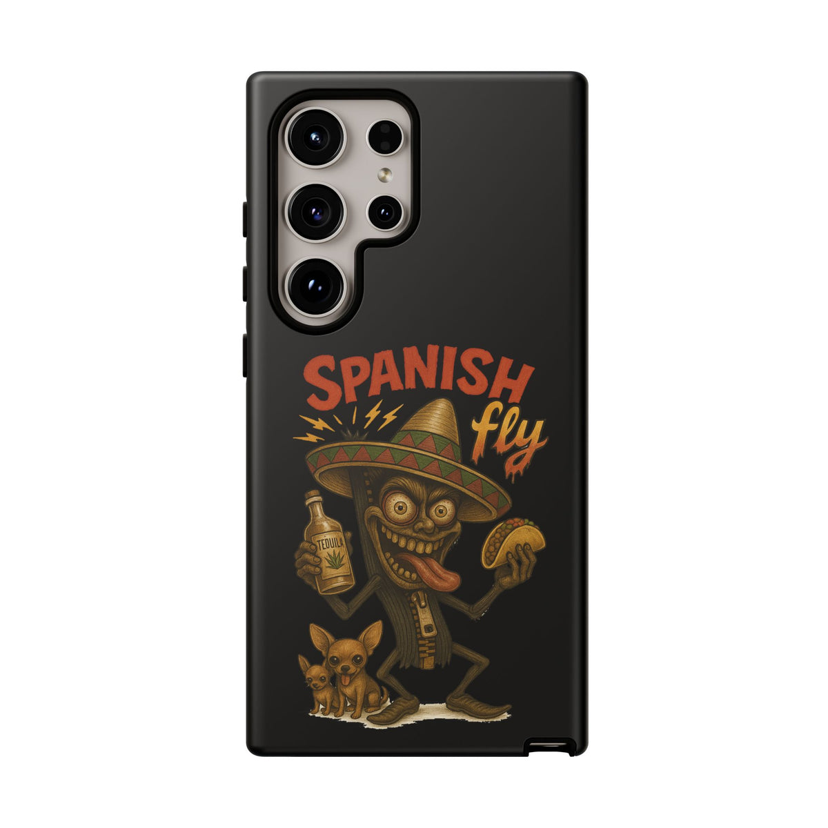 Spanish Fly Tough Phone Case — Retro Skull Sombrero Design