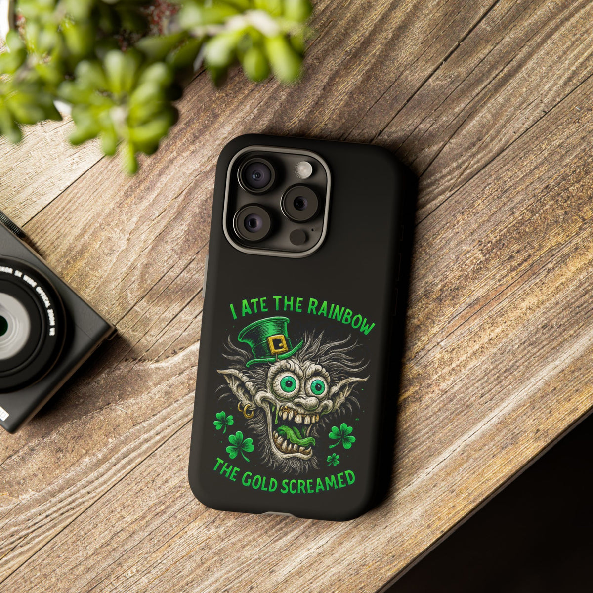 St. Patrick's Horror Phone Case — "I Ate the Rainbow, The Gold Screamed" Lucky Goblin Design