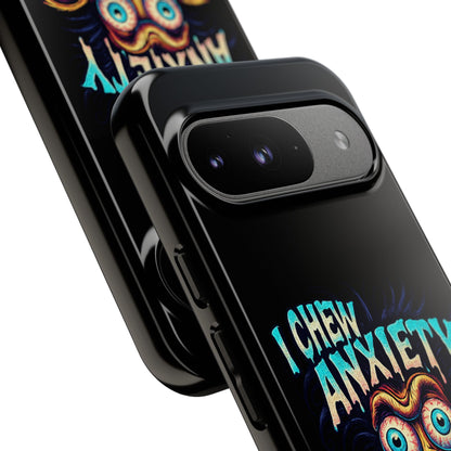 Phone Case — "I Chew Anxiety Like Bubblegum" Retro Monster Design