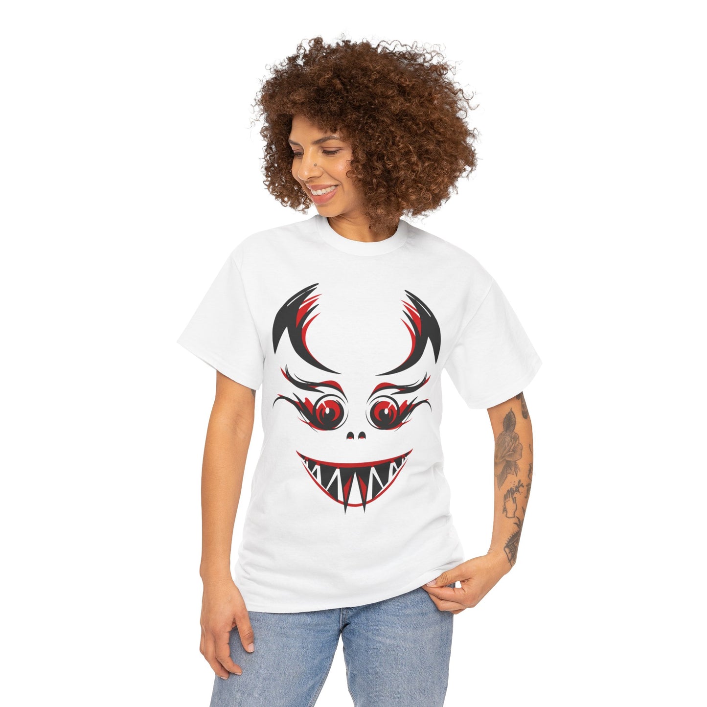 Creepy Grinning Demon Face T-Shirt | Halloween Horror Tee