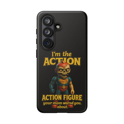 Action Figure Phone Case — "I'm the Action" Retro Skull Toy Design