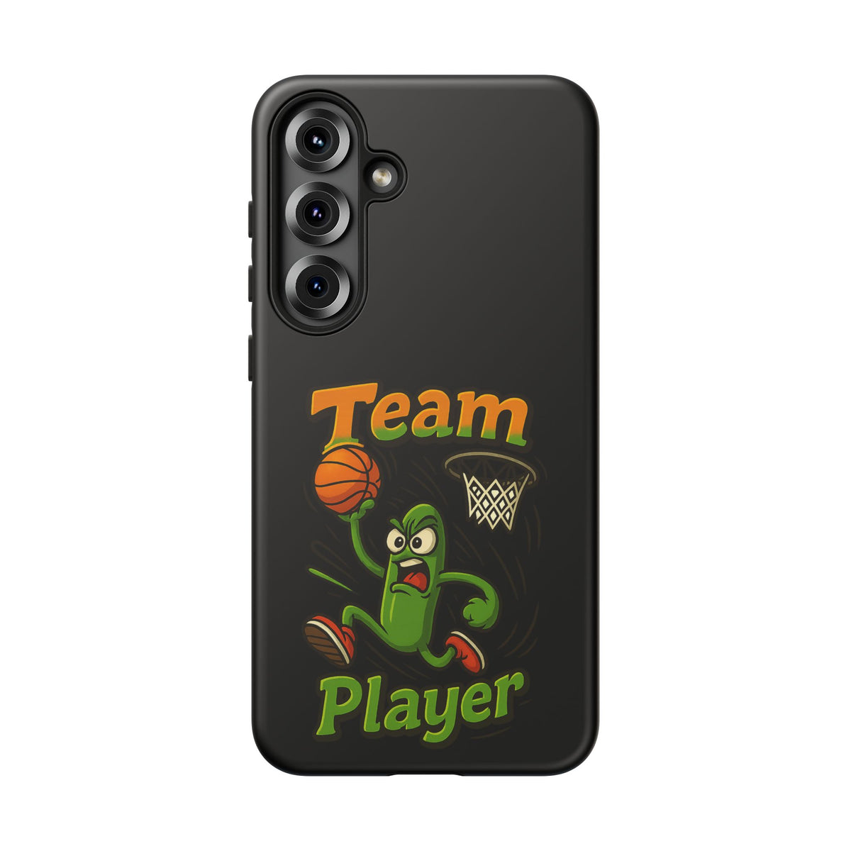 Team Player Basketball Phone Case — Cute Cartoon Pickle Dunk Phone Cover