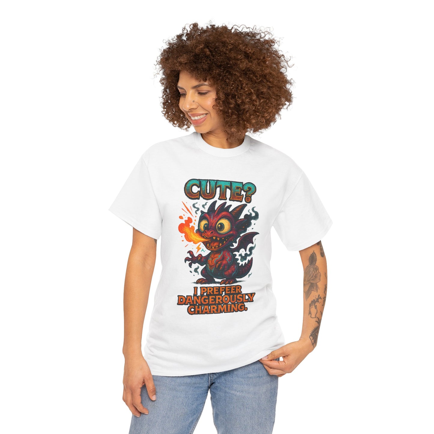 Cute? I Prefer Dangerously Charming Dragon Tee | Fiery Cartoon Demon