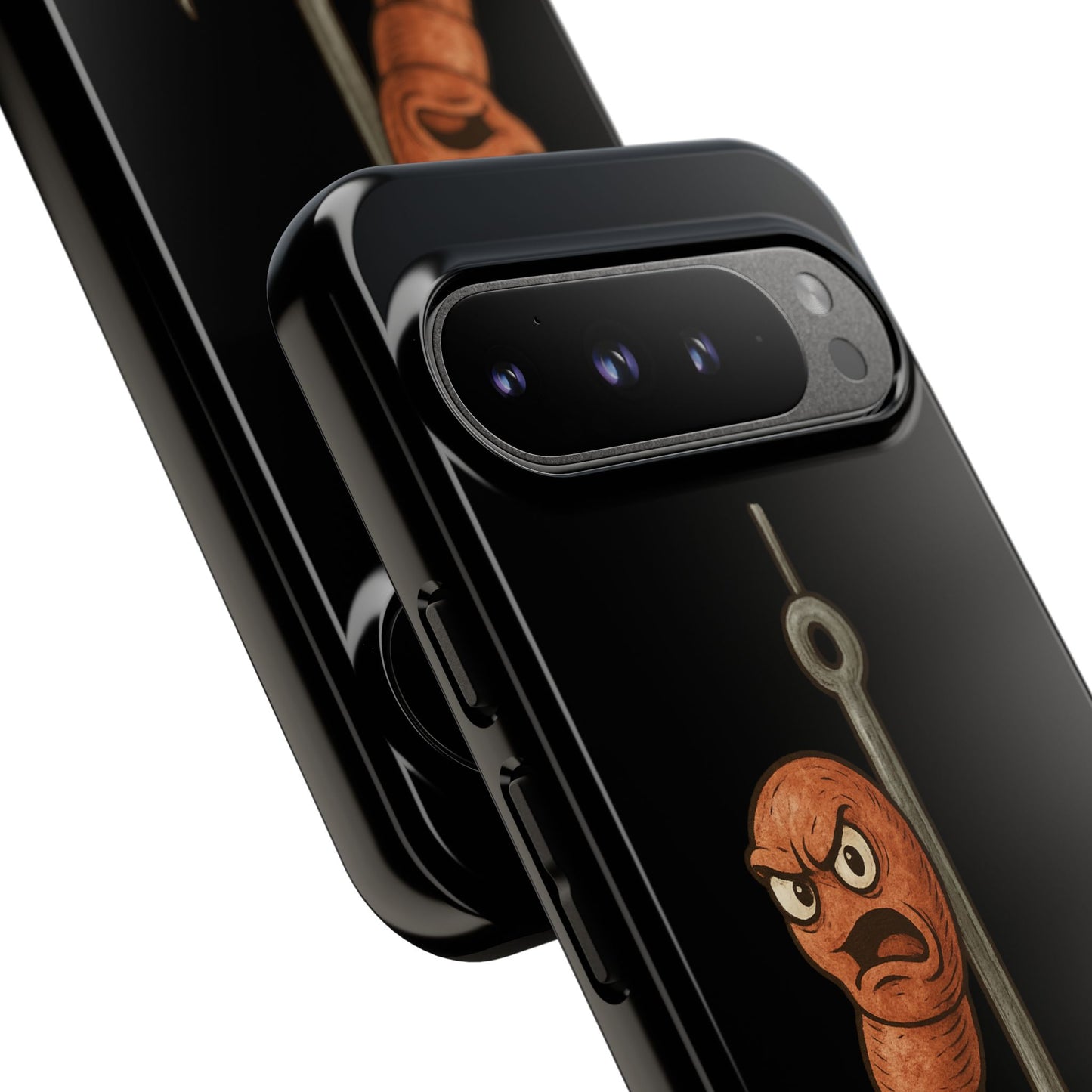 Angry Worm on Hook Phone Case – Funny Fishing Humor Protective Cover