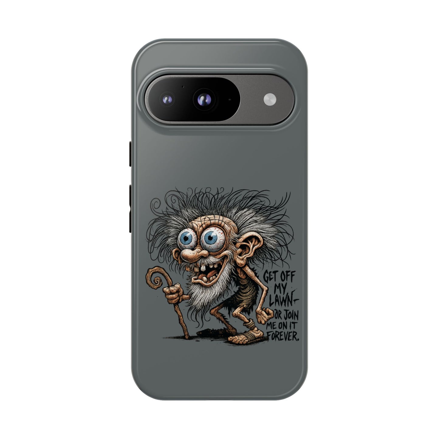 Phone Case — Funny Grumpy Troll Design: “Get Off My Lawn” Protective Cover