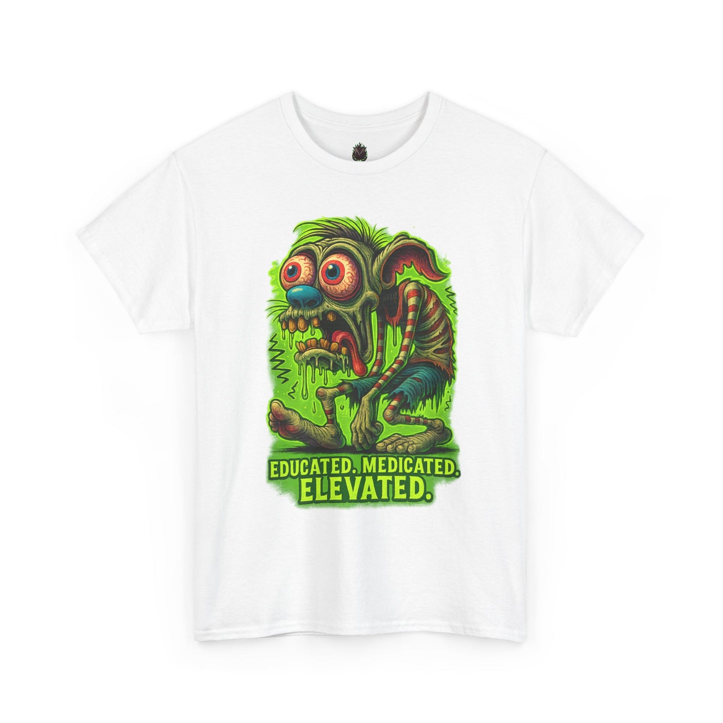 Educated. Medicated. Elevated. – Zombie Slacker T-Shirt