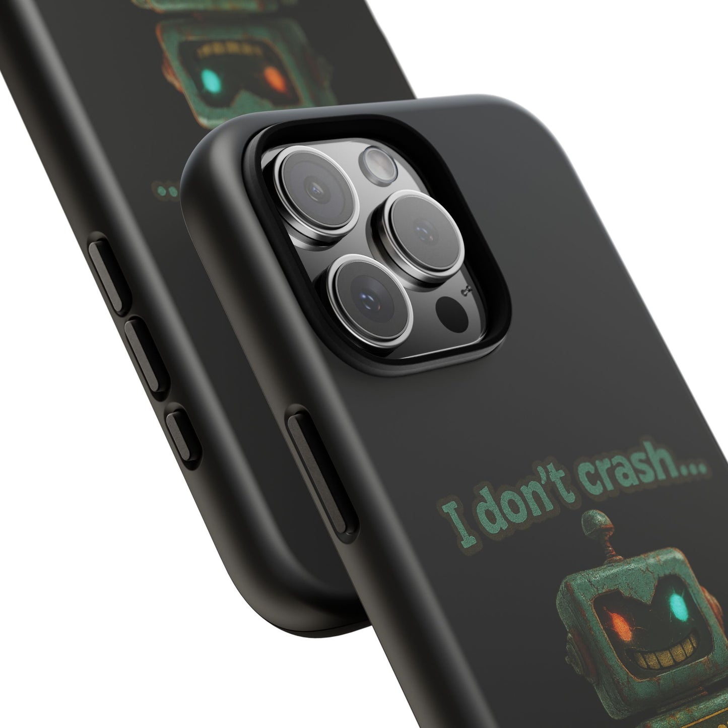Phone Case — "I Don't Crash... I Recalibrate" Retro Robot Protective Cover