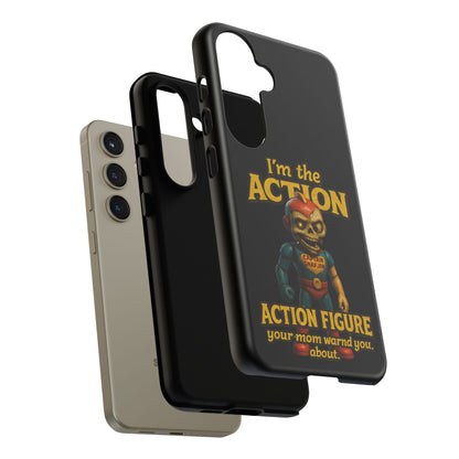 Action Figure Phone Case — "I'm the Action" Retro Skull Toy Design