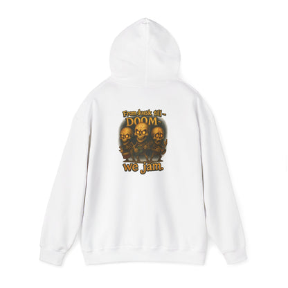 Doom We Jam Hoodie — Retro Skull Metal Band Graphic Sweatshirt