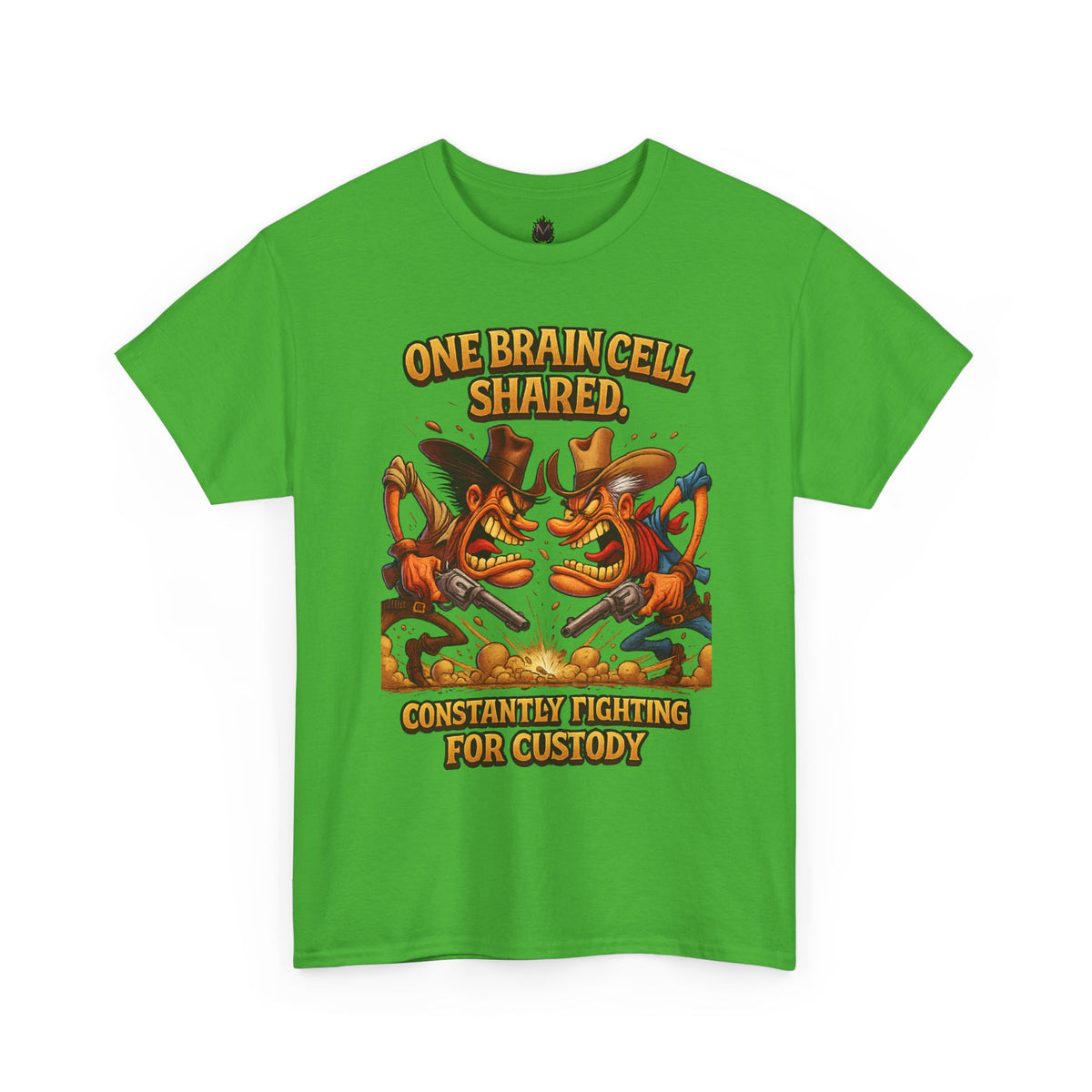 One Brain Cell Shared Custody T-Shirt | Funny Cartoon Foxes Fighting