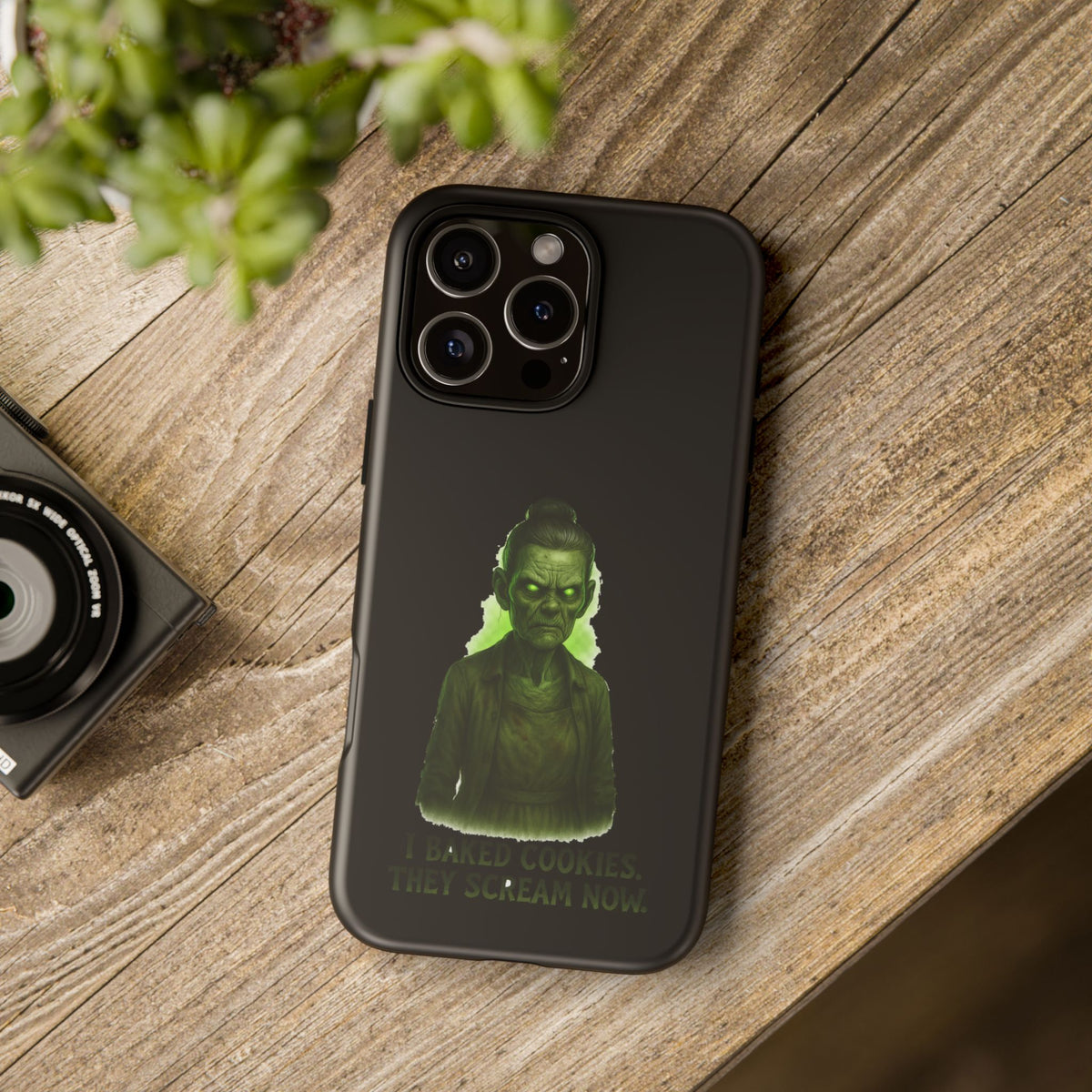Spooky Green Ghost Phone Case — "I Baked Cookies, They Scream Now" Horror iPhone Cover