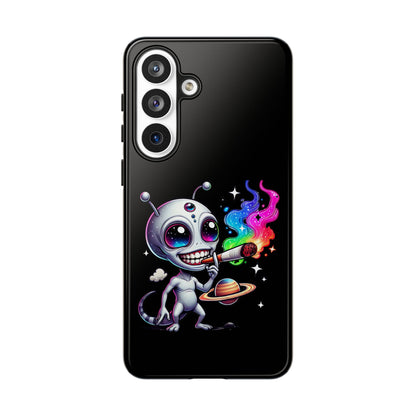 Alien Smoking Rainbow Galaxy Phone Case — Cute Cosmic Art Tough Case