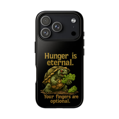 Phone Case — 'Hunger Is Eternal, Your Fingers Are Optional' Turtle Snack Graphic