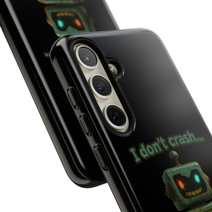 Phone Case — "I Don't Crash... I Recalibrate" Retro Robot Protective Cover
