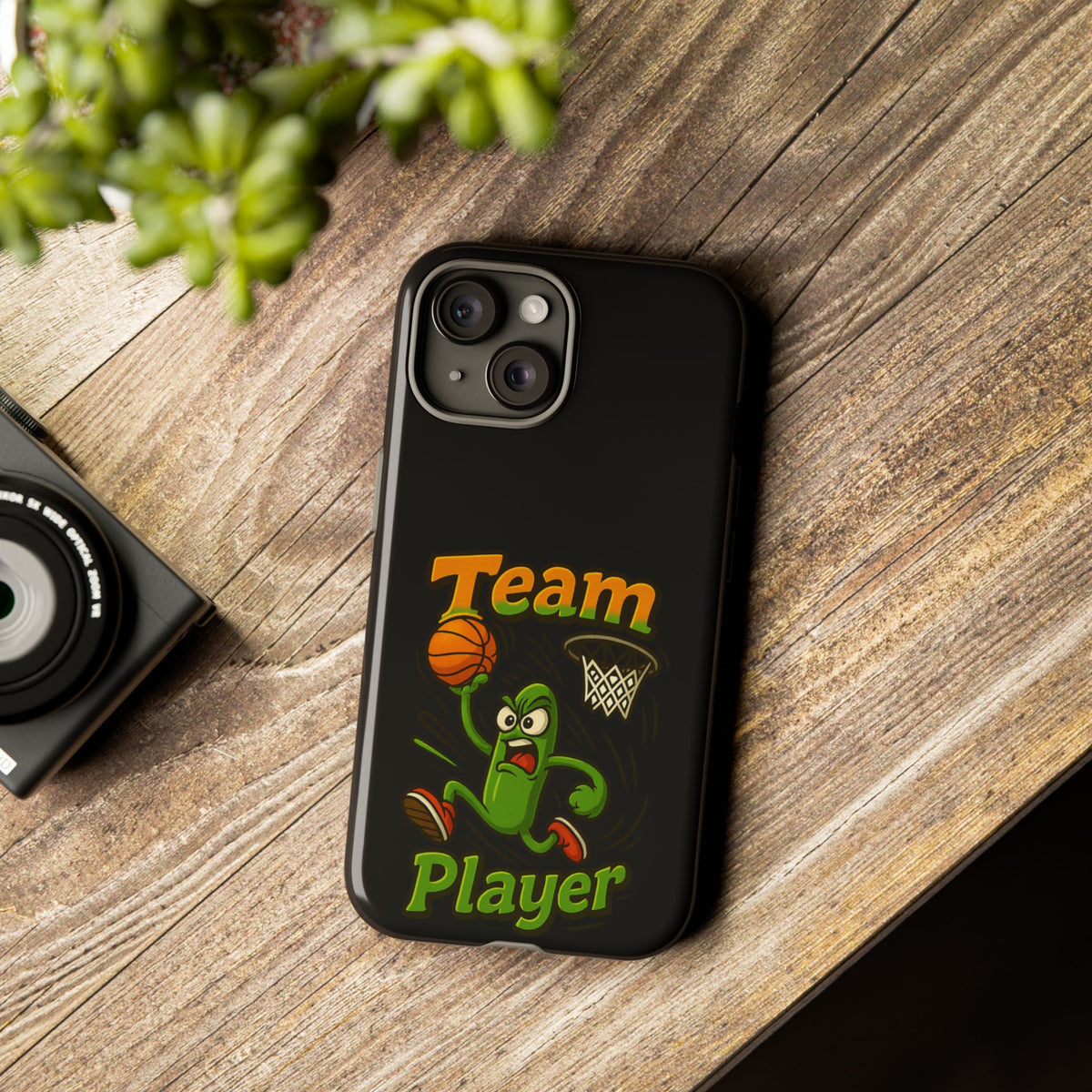 Team Player Basketball Phone Case — Cute Cartoon Pickle Dunk Phone Cover