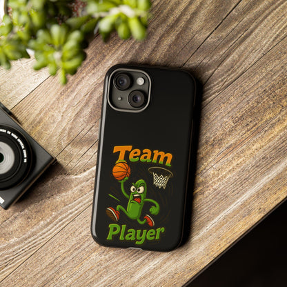 Team Player Basketball Phone Case — Cute Cartoon Pickle Dunk Phone Cover