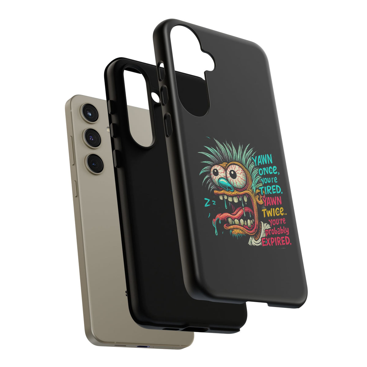 Phone Case — 'Yawn Once You're Tired, Yawn Twice You're Probably Expired' Retro Monster Graphic