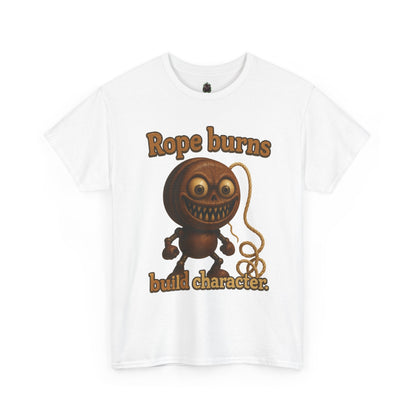 Rope Burns Built Character Tee | Creepy Smiling Doll Illustration