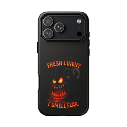 Phone Case — 'Fresh Linen? I Smell Fear.' Spooky Pumpkin Horror Protective Case