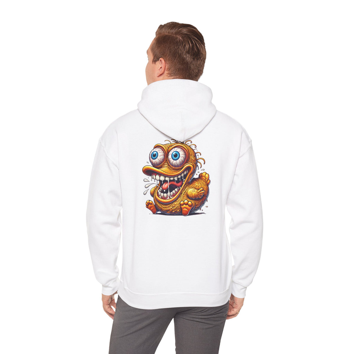 Hoodie — Whimsical Big-Eyed Monster Cartoon Back Print