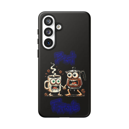 Coffee & Tea Fight Phone Case — Funny Kawaii Beverage Cartoon Tough Cases