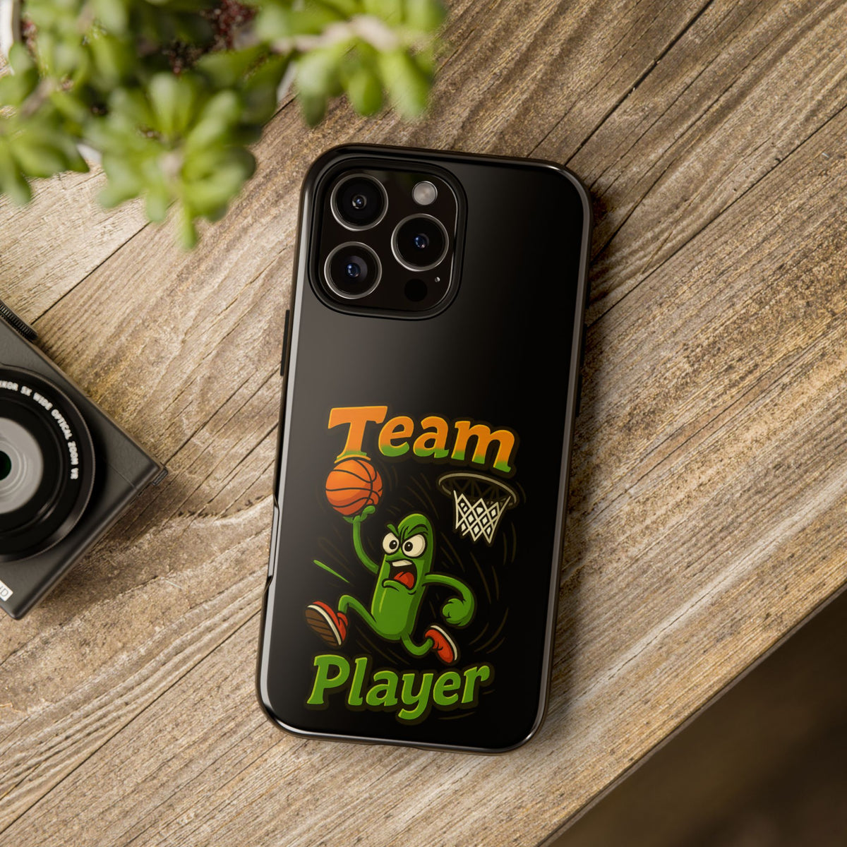 Team Player Basketball Phone Case — Cute Cartoon Pickle Dunk Phone Cover