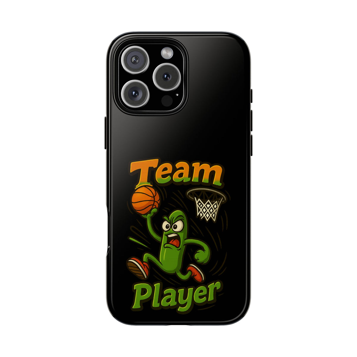 Team Player Basketball Phone Case — Cute Cartoon Pickle Dunk Phone Cover