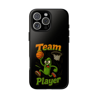 Team Player Basketball Phone Case — Cute Cartoon Pickle Dunk Phone Cover