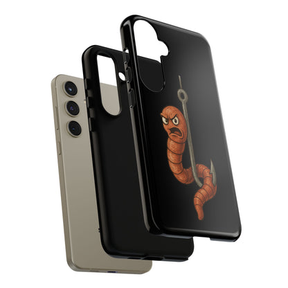 Angry Worm on Hook Phone Case – Funny Fishing Humor Protective Cover