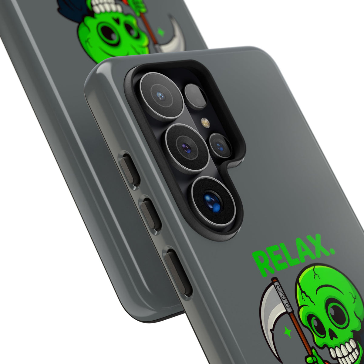 Phone Case — 'Relax. I Only Reap on Weekdays.' Cute Green Grim Reaper Protective Cover