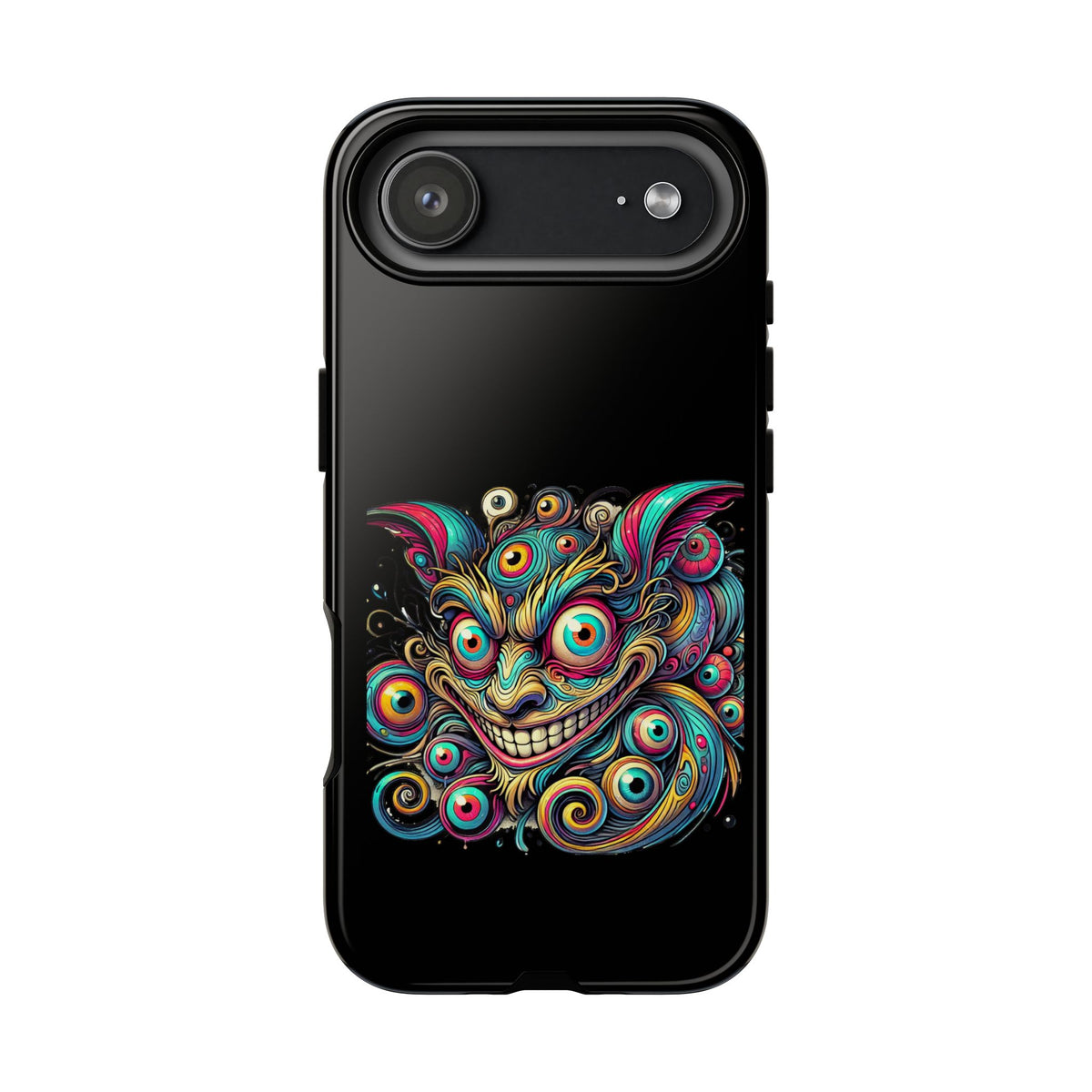 Psychedelic Mischief Phone Case — Colorful Grinning Monster Design
