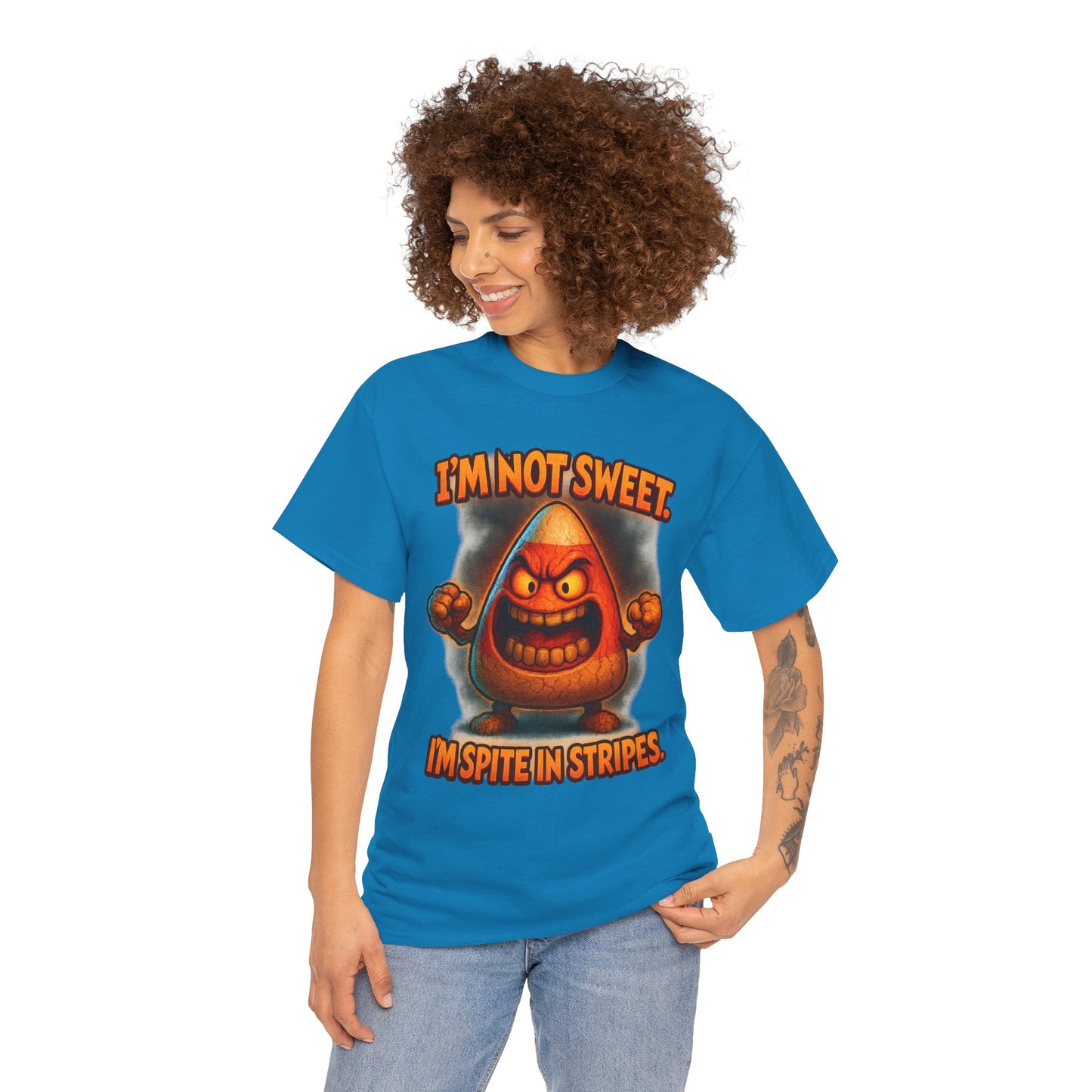 Angry Candy Corn I'm Not Sweet I'm Spite in Stripes T-Shirt