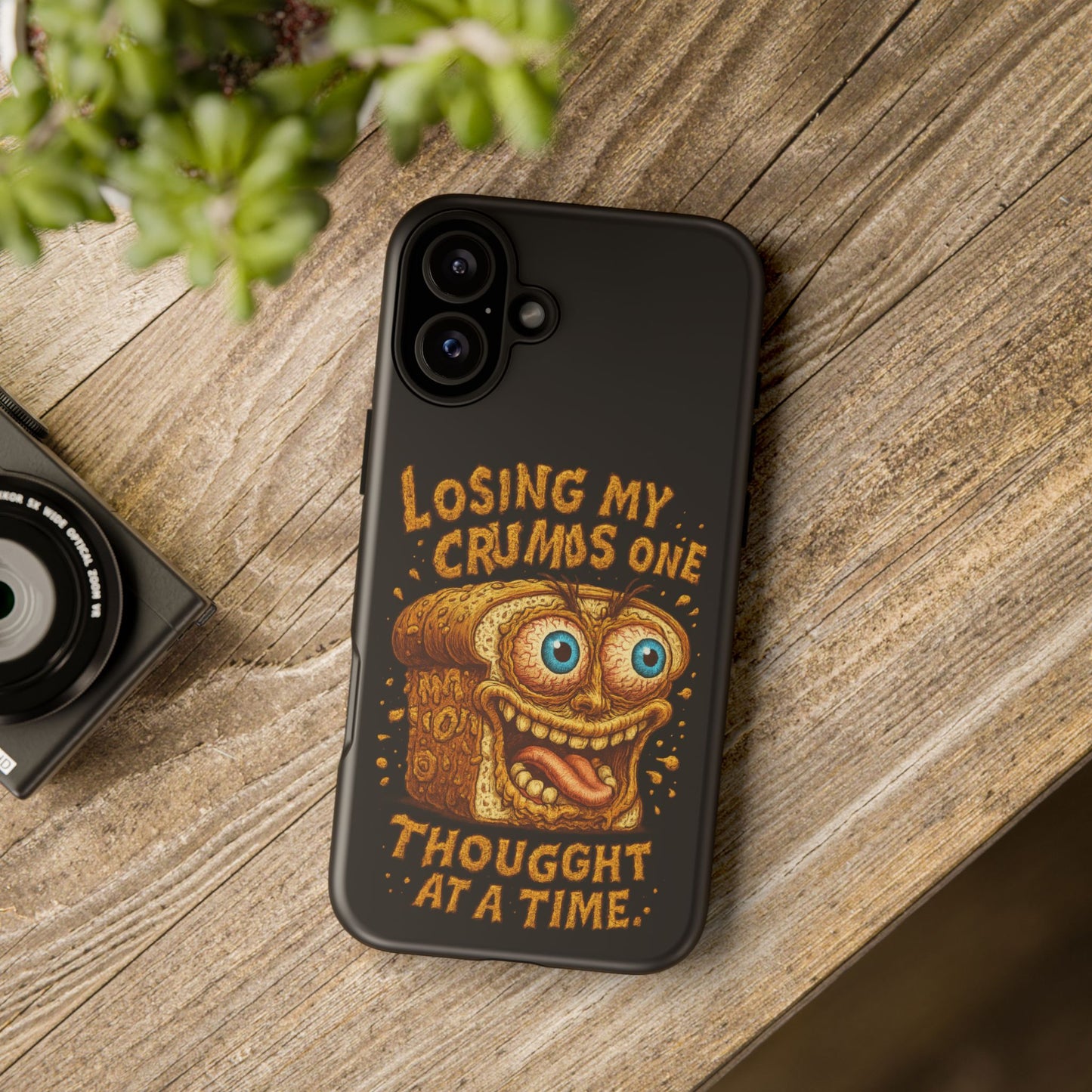 Phone Case — "Losing My Crumbs One Thought at a Time" Funny Retro Bread Illustration
